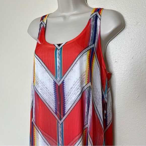 Andree Racer Back Chevron Chiffon Maxi Dress Sleeveless Women Small Geometric - Picture 4 of 12